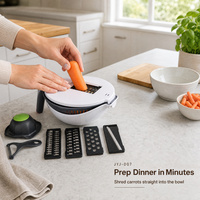 Mandoline à 5 lames en acier inoxydable, râpe et hachoir à légumes avec panier de drainage en PP de qualité alimentaire pour salades