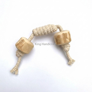 Twins <b>Rope</b> Bone Coffee Wood Dog Chew with Cotton <b>Rope</b> Durable Eco Friendly Dog Toy for Aggressive Chewers - Product Image 2