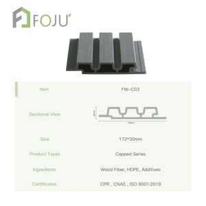 야외 방수 플루티드 월 클래딩 캡드 WPC 3D 패널 우드 그레인 복합 패널 외부 파사드 정원 집 장식 - Product Image 3