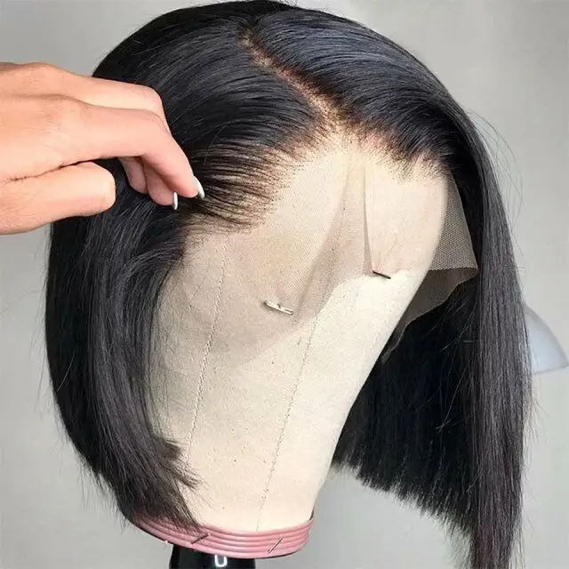 Muestra por fabricante Bob corto 13x4 / 13x6 / 360 Frontal de encaje pelucas 100% cabello humano 1B puede ser separado y teñido para las mujeres negras