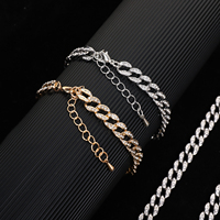 Bracelet d'été cubain glacé plaqué or blanc tendance Bracelets à chaîne et à maillons en alliage de zinc pour des occasions ou des cadeaux chrétiens