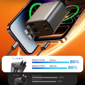 Chargeur de voiture rétractable LISEN 69W USB-C pour <span class=keywords><strong>iPhone</strong></span> 17 16 15 Pro Max Air – Adaptateur universel de charge rapide pour voiture et mobile - Product Image 6