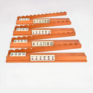 Regla americana de madera de 17 pulgadas para Mahjong con varilla de empuje integrada, regla de doble propósito para clasificación de cartas, estilo ondulado - Product Image 5