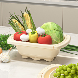 Foldable Telescopic Vegetable Washing Basket With Drainage For Kitchen Sink Use Off White PP Material - Product Image 2