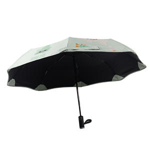 Parapluie pliant Boba Tea Cartoon |   Double usage pour la pluie et le soleil, bords arrondis sécurisés, revêtement noir anti-UV - Product Image 2