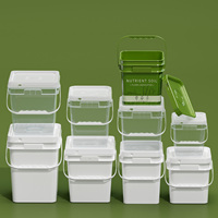 Vente en gros de seaux carrés en plastique transparent de qualité alimentaire IML personnalisés de 20L 5 gallons avec couvercle et poignée