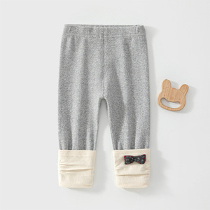 Leggings tricotés <span class=keywords><strong>pour</strong></span> bébés filles, couleur contrastée, design à revers, imprimé à pois, taille élastique, pantalons décontractés <span class=keywords><strong>pour</strong></span> l'automne - Product Image 3