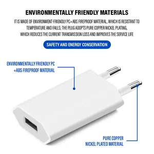뜨거운 판매 제품 2023 미니 USB 벽 충전기 5V 1A USB 빠른 여행 충전기 아이폰 Eu 플러그 벽 충전기 어댑터