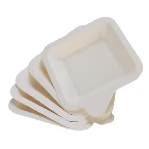 Quadratisches Bagasse-Zuckerrohr-Papier fach Einweg-Papier kuchens chale für Party abbaubares Party-Party besteck ohne Waschpapier