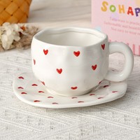 Set Cangkir dan Piring Kopi Keramik Lukis Tangan untuk Rumah, Kafe, Restoran, Hadiah Teh Sore, Siap Grosir Paket Besar