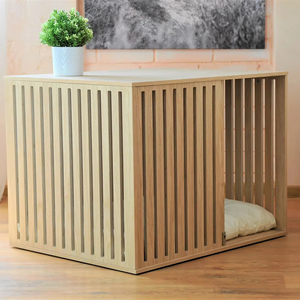 Cama y Jaula para <span class=keywords><strong>Perro</strong></span> de Bambú Moderna para Interiores, Mueble Rectangular para Sala de Estar, <span class=keywords><strong>Casa</strong></span> para Mascotas Ecológica y Personalizable - Product Image 4