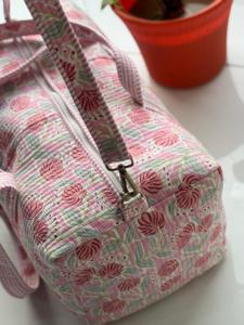 กระเป๋าเดินทางแบบดัฟเฟิลกระเป๋าเดินทางสะพายไหล่ทำจากผ้าฝ้ายมีด้ามจับ2ข้างลายดอกไม้กระเป๋าช้อปปิ้งแบบเปิดปิด - Product Image 4