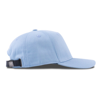 Casquette de baseball structurée à 5 panneaux en sergé de coton avec logo en caoutchouc personnalisé avec broderie plate et boucle en métal en relief à l'arrière