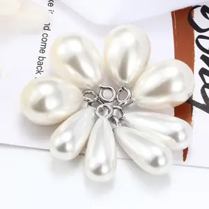 Hoyo wholesale Stainless Steel Welded Ring With White Peals Water Drop Shape Pearl Bead For Jewelry Making Diy Findings