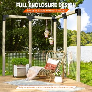 Kit de supports de pergola à 2 voies en forme de L pour bricolage, supports en bois pour poutres de 4x4 pouces, pour pergolas de patio - Product Image 4