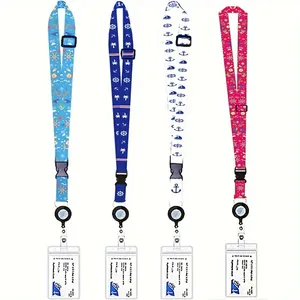 Hot Selling Custom Retractable Cruise Lanyards Waterproof Adjustable Badge Holder For ID Card Carnival Rope Set For Ship Tickets