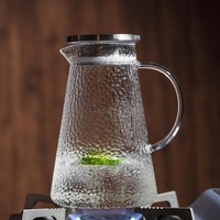 Bouilloire à eau froide durable et écologique en verre borosilicate de haute qualité, grande capacité, couvercle en acier inoxydable transparent, poignée en verre