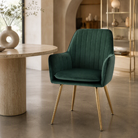 Chaise de salle à manger rembourrée certifiée EN 16139 avec accoudoirs et pieds en métal, vente en gros directe d'usine