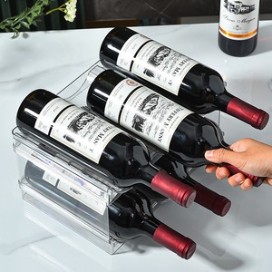 Portabottiglie per vino in plastica per frigorifero, ripiano di conservazione per bevande con una birra impilabile, luce moderna di lusso sostenibile, trasparente creativo - Product Image 2
