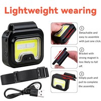 Lampe frontale LED rechargeable 300 lumens, 4 modes, avec clip, contrôle par capteur, flash rouge et bleu pour le jogging, le cyclisme et les activités de plein air