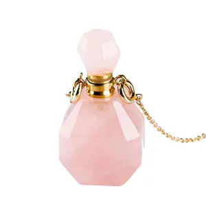 Crimp Neck Perfume Bottles Necklace Perfume Bottle Gold Filled Mini Perfume Bottle Necklace Custom Design Quartz