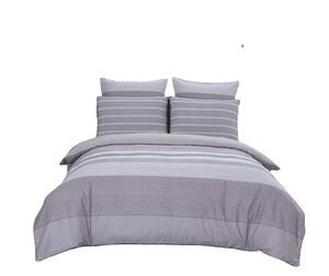 Parures de couette rayées HONI, housse de couette avec motif imprimé, fermeture éclair et attaches aux coins - Product Image 1