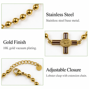 สร้อยข้อมือลูกปัดทองคำ ตัวล็อคแบบก้ามปูสแตนเลสสีทอง - Product Image 2