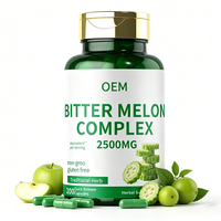 Capsules de complexe de melon amer à marque privée OEM 2500 mg, sans OGM, sans gluten, complément alimentaire à base de plantes