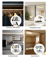 Tringle de penderie en aluminium anodisé or rose, profil ovale plat, avec support central renforcé, pour un rangement maximal