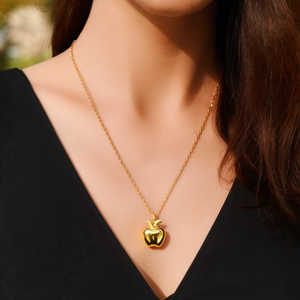 Collier pendentif pomme dorée avec chaîne en acier inoxydable 316L plaqué or PVD, bijou fantaisie mignon pour femme, idéal comme cadeau - Product Image 3
