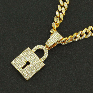 힙합 금도금 블링 락 펜던트와 13mm 마이애미 쿠반 체인 목걸이 (남성용 힙합 주얼리) - Product Image 3