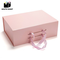 Boîte à valise rigide de luxe en papier texturé personnalisé avec poignée et fermeture magnétique pour cadeau