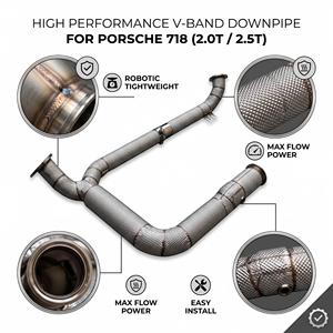 ระบบท่อลง Vortex SS304 ป้องกันความร้อน สำหรับ Porsche 718 Boxster Cayman 2.0T 2.5T ปี 2016-2024 ชุดระบบปรับแต่งมอเตอร์สปอร์ต - Product Image 1