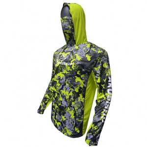 เสื้อตกปลาพิมพ์ลายดิจิทัลสำหรับผู้ชาย ดีไซน์ใหม่ พร้อมหน้ากากและฮู้ดระบายความร้อน - Product Image 4