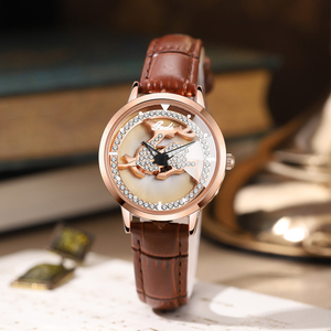 Montre à quartz en cuir véritable haut de gamme pour femmes, montre de mode étanche - Product Image 2