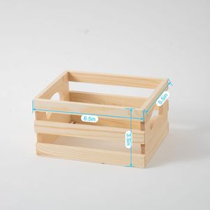 Petite <span class=keywords><strong>caisse</strong></span> <span class=keywords><strong>en</strong></span> <span class=keywords><strong>bois</strong></span> de pin naturel poli avec poignées découpées, bac de rangement ouvert à lattes, pour bureau, artisanat, jouets, mini, Fête des Pères - Product Image 2