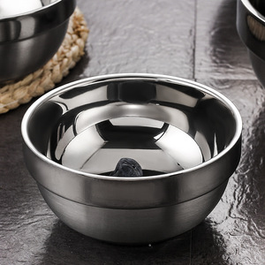 Stainless Steel Bowl Double Layer Heat Insulated For Home Use Child Safe Solid Color 304 Grade - Product Image 1