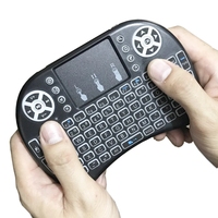Rétroéclairé anglais russe français espagnol portugais 2.4G Air Mouse télécommande Touchpad pour Android TV Box PC Mini clavier I8 sans fil