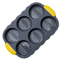 Moule à muffins en silicone 6 cavités, moule à pain à hamburger, antiadhésif, qualité alimentaire, résistant à la chaleur, passe au lave-vaisselle