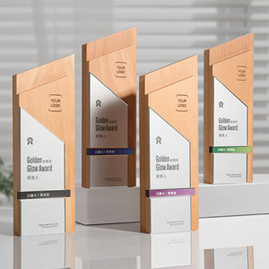 Trophée personnalisé en bois massif et métal, trophée en acrylique, logo, qualité supérieure, écologique, gravé, style <span class=keywords><strong>pyramide</strong></span> - Product Image 2
