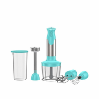 Mixeur plongeant électrique compact à vitesse variable, silencieux, pour smoothies et purées, avec récipient en plastique et hachoir