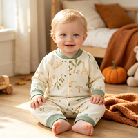 Combinaison pour bébé, nouveau-né, unisexe, en coton pur, manches longues, imprimé girafe et arbre, double boutonnage, pyjama printemps/automne