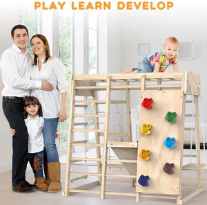 Juego de Columpios de Madera para Niños, para Interiores, Gimnasio, Ejercicio, Fitness, Actividades en Casa, Parque Infantil con Toboganes, Cuerdas y Columpios - Product Image 3