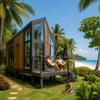 Maison préfabriquée modulaire à ossature acier UVO, toit en pente, installation rapide, résistante aux ouragans, portable, idéale pour le glamping et Airbnb