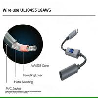 Câble de charge extérieur DC5521 vers Type C avec affichage numérique de la puissance pour mini-antenne satellite, charge rapide 100W