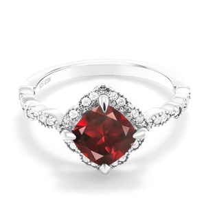 Bague de fiançailles en grenat pour femme, argent sterling 925, grenat de forme ronde - Product Image 3