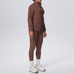 Nouveautés Hiver 2025 – Veste de sport/yoga zippée intégrale en polaire coupe-vent unie à col montant pour femme, grandes tailles - Product Image 2