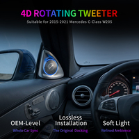 Haut-parleur tweeter rotatif 4D avec éclairage d'ambiance 64 couleurs pour Mercedes-Benz Classe C W205 2015-2021, amélioration de l'intérieur de la voiture, lampe d'ambiance