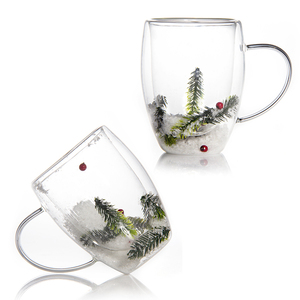Alta borosilicato domestico trasparente neve di natale isolato doppia tazza di caffè - Product Image 5