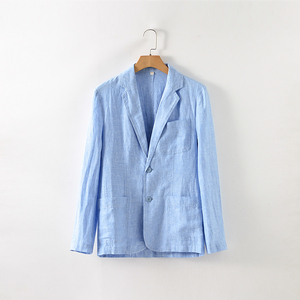 <span class=keywords><strong>Blazer</strong></span> da Uomo 100% Lino Puro Monopetto Leggero Stile Old Money con Risvolto a Revers Due Bottoni Traspirante Estivo Casual - Product Image 5